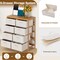 Bedroom 8-Drawer Storage Dresser with Foldable Fabric Bins and Wicker Frame